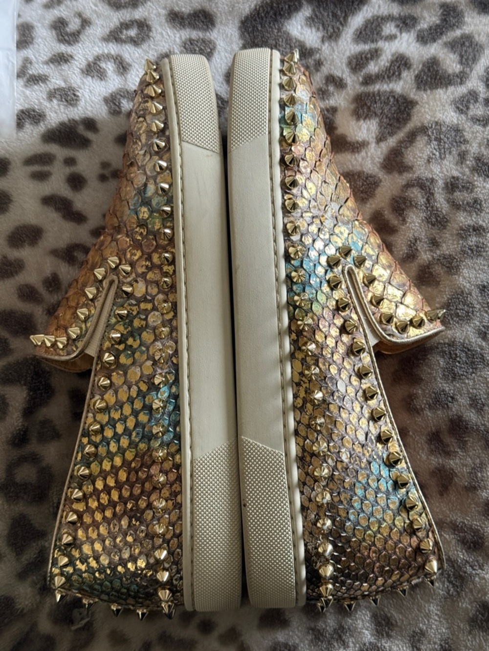 Louboutin Multicolor Python Pik Boat Slip On Sneakers 38 - Picture 10 of 10